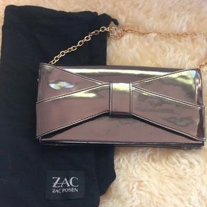 Zac zac posen metallic gray clutch